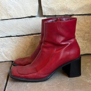 Diba Red Leather Ankle Boots (size 7)